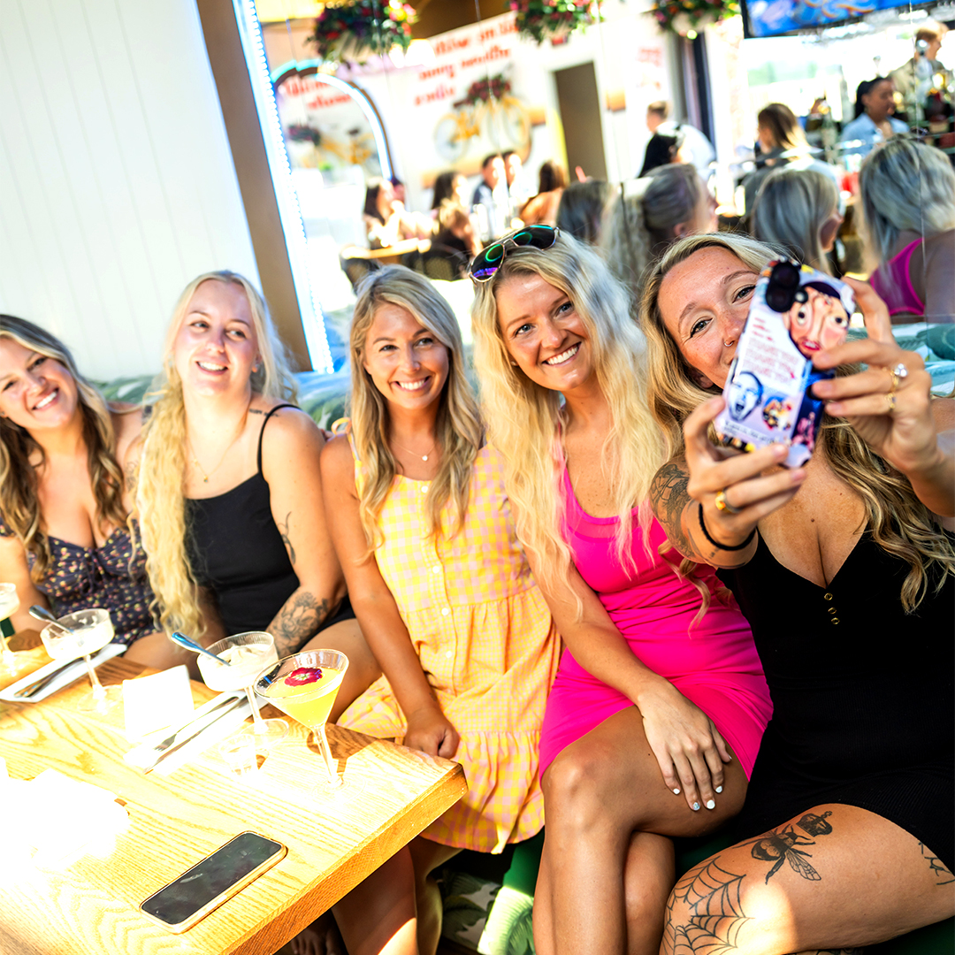 Group of young women taking selfie